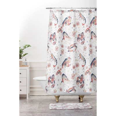 Deny Designs Melly Terpening Happy Crustacean Pattern Shower Curtain 4 Deny Designs Melly Terpening Happy Crustacean Pattern Shower Curtain - Image 2