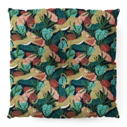 Heather Dutton Spotted Jungle Cheetahs Midnight Square Floor Pillow - Deny Desings