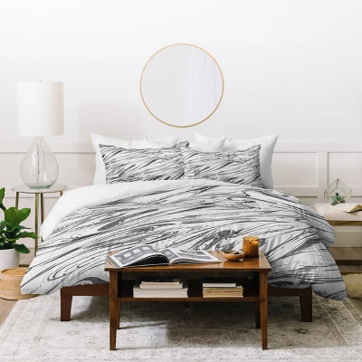 Gray Pattern State Marble Duvet Cover - Deny Designs 3 Gray Pattern State Marble Duvet Cover - Deny Designs