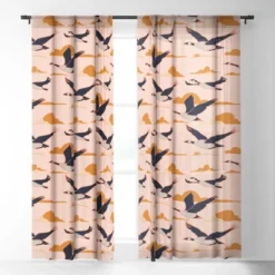 Nika Geese Flight Together Single Panel Sheer Window Curtain - Deny Designs