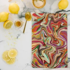 Alisa Galitsyna Colorful Liquid Swirl Cutting Board Rectangle - Deny Designs