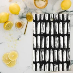 Emanuela Carratoni Black And White Texture Cutting Board - Rectangle