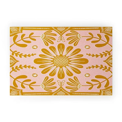 Sewzinski Boho Florals Yellow White Pink Looped Vinyl Welcome Mat - Society6 7 Sewzinski Boho Florals Yellow White Pink Looped Vinyl Welcome Mat - Society6 - Image 5