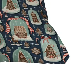 16"x16" Heather Dutton Gingerbread Village Square Throw Pillow Blue - Deny Designs: Christmas Decor, Indoor Use, Zippered