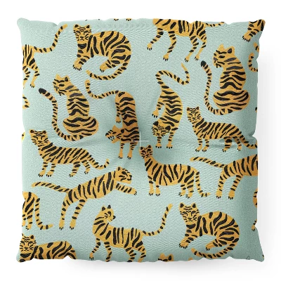 Cat Coquillette Tiger Collection Mint Orange Square Floor Pillow - Deny Desings 3 Cat Coquillette Tiger Collection Mint Orange Square Floor Pillow - Deny Desings