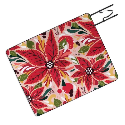 Avenie Abstract Floral Poinsettia Red Picnic Blanket -Deny Designs 5 Avenie Abstract Floral Poinsettia Red Picnic Blanket -Deny Designs - Image 3