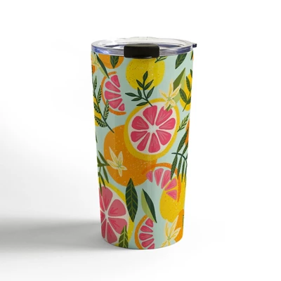 Cat Coquillette Grapefruit Blooms Mint Palette 20 Oz Stainless Steel Travel Mug - Deny Designs 6 Cat Coquillette Grapefruit Blooms Mint Palette 20 Oz Stainless Steel Travel Mug - Deny Designs - Image 4
