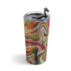 Alisa Galitsyna Colorful Liquid Swirl 20 Oz Stainless Steel Travel Mug - Deny Designs
