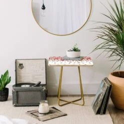 Square Ninola Design Prairie Flowers Countryside Red Side Table White/Gold - Deny Designs -Deny Designs Shop GUEST da0d3d3e 278a 401b b586 5d441b2aecd2