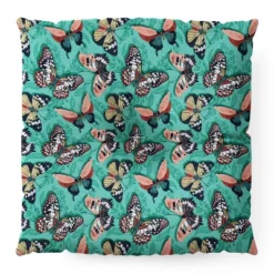 Heather Dutton Mariposa Boho Butterflies Aqua Square Floor Pillow - Deny Desings