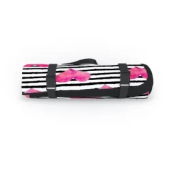 Little Arrow Design Co Watercolor Hearts On Stripes Picnic Blanket - Deny Designs