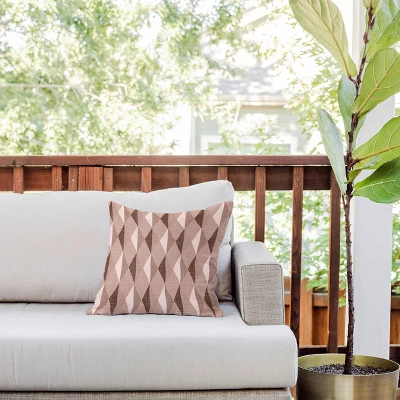 16"x16" Deny Designs Mirimo Diamond Patchouli Square Outdoor Throw Pillow Beige 4 16"x16" Deny Designs Mirimo Diamond Patchouli Square Outdoor Throw Pillow Beige - Image 2