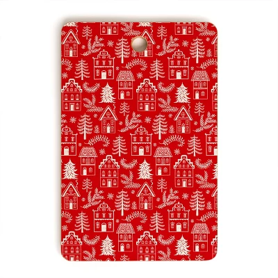 Pimlada Phuapradit Christmas Village Red Cutting Board Rectangle -Deny Designs 5 Pimlada Phuapradit Christmas Village Red Cutting Board Rectangle -Deny Designs - Image 3