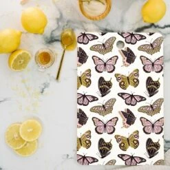 Jessica Molina Texas Butterflies Blush And Gold Cutting Board Rectangle - Deny Designs
