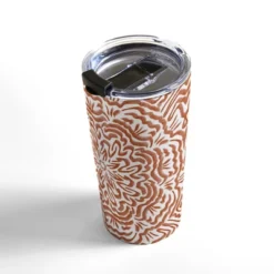 Marta Barragan Camarasa Terracotta Strokes Pattern Travel Mug 20 Oz Stainless Steel Travel Mug - Deny Designs