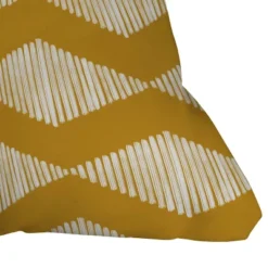 16"x16" Leah Keggi Acoustic Wave Mustard Square Throw Pillow White - Deny Designs -Deny Designs Shop GUEST e2be42c1 8e61 4663 a9a3 1a5972e40836