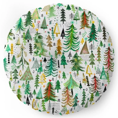 Ninola Design Colorful Christmas Trees Yuletide Round Floor Pillow - Deny Designs 3 Ninola Design Colorful Christmas Trees Yuletide Round Floor Pillow - Deny Designs