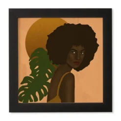 12" X 12" Nawaalillustrations Girl In The Sun Framed Wall Art Black - Deny Designs -Deny Designs Shop GUEST e6da8408 2812 4deb a5d7 bb7de0fdf0bb