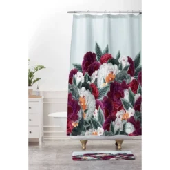 36"x24" Iveta Abolina English Rose Memory Foam Bath Mat Blue - Deny Designs