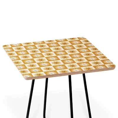 Charly Clements Vintage Checkered Sunshine Side Square Table - Deny Designs 3 Charly Clements Vintage Checkered Sunshine Side Square Table - Deny Designs