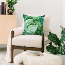 Gale Switzer Banana Leaf Grandeur Square Throw Pillow Green - Deny Designs