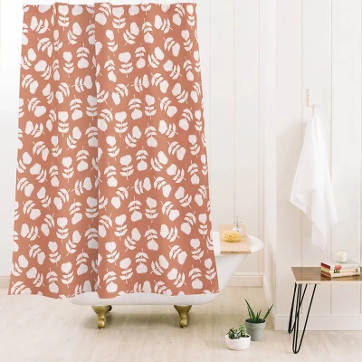 Little Arrow Vintage Floral Terracotta Shower Curtain Orange - Deny Designs 3 Little Arrow Vintage Floral Terracotta Shower Curtain Orange - Deny Designs