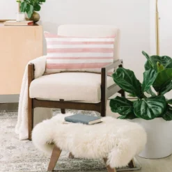 Kelly Haines Stripes Lumbar Throw Pillow Pink - Deny Designs