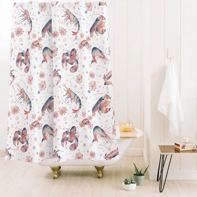 Deny Designs Melly Terpening Happy Crustacean Pattern Shower Curtain 3 Deny Designs Melly Terpening Happy Crustacean Pattern Shower Curtain