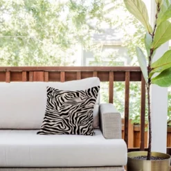 16"x16" Deny Designs Daily Regina Designs Zebra Outdoor Throw Pillow: UV & Mildew Resistant, Abstract Pattern