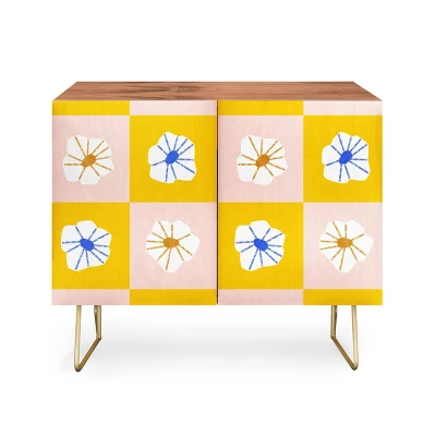 Maritza Lisa White Checkered Flowers Credenza - Deny Designs 8 Maritza Lisa White Checkered Flowers Credenza - Deny Designs - Image 6