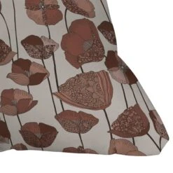16"x16" Deny Designs Valentina Ramos Poppies Mocha Mousse Square Outdoor Throw Pillow Brown