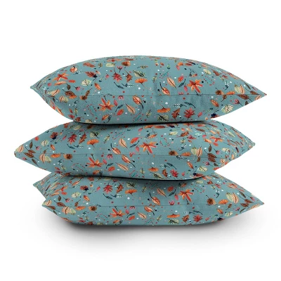 16"x16" Ninola Design Little Autumn Leaves Square Throw Pillow Blue - Deny Designs: Decorative Indoor Cushion, Woven Polyester Zippered Cover 5 16"x16" Ninola Design Little Autumn Leaves Square Throw Pillow Blue - Deny Designs: Decorative Indoor Cushion, Woven Polyester Zippered Cover - Image 3