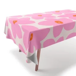 Daily Regina Designs Abstract Retro Flower Pink Tablecloth - Deny Designs