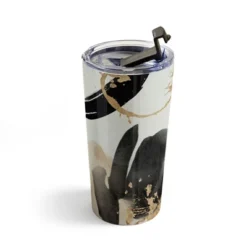 Sheila Wenzel-Ganny Black Ink Abstract 20 Oz Stainless Steel Travel Mug - Deny Designs