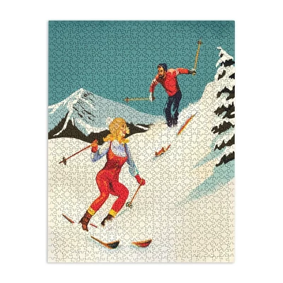 The Whiskey Ginger Retro Skiing Couple Jigsaw Puzzle - Deny Designs 4 The Whiskey Ginger Retro Skiing Couple Jigsaw Puzzle - Deny Designs - Image 4