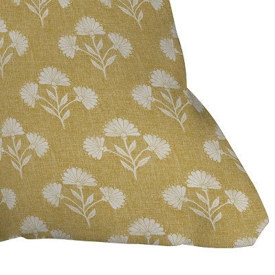 16"x16" Tanya Brown Suri Floral Square Throw Pillow Yellow - Deny Designs: Indoor Decorative Cushion, Removable Cover 4 16"x16" Tanya Brown Suri Floral Square Throw Pillow Yellow - Deny Designs: Indoor Decorative Cushion, Removable Cover - Image 2