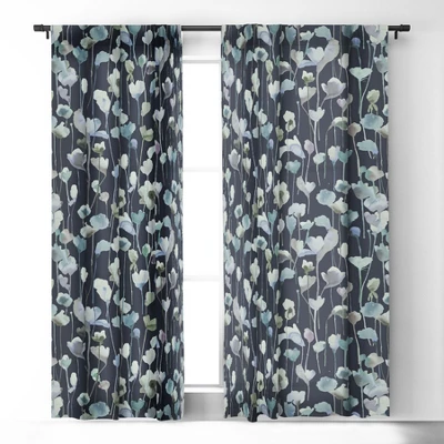 Ninola Design Watery Abstract Flowers Navy 84" X 50" Single Panel Blackout Window Curtain - Deny Designs 3 Ninola Design Watery Abstract Flowers Navy 84" X 50" Single Panel Blackout Window Curtain - Deny Designs