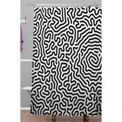 Adam Priester Coral Pattern Shower Curtain Black/White - Deny Designs